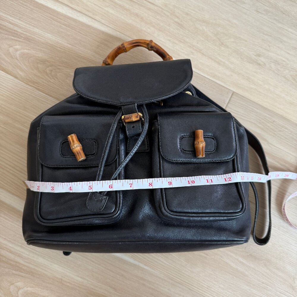 Gucci Bamboo Handle Black Leather Backpack - Picture 8 of 10